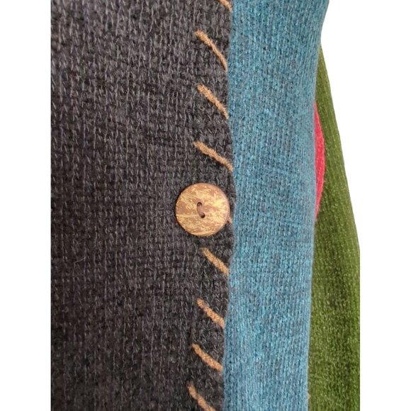Carolina Colours Long Cardigan Sweater Patchwork Color Block Woman's size L - Picture 5 of 9
